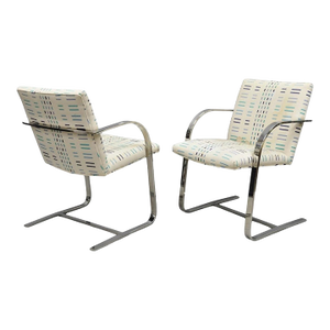 Vintage Mid Century Modern Brno Style Chrome Cantilever Arm Chairs after Milo Baughman (B) - a Pair.