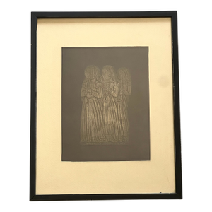 Mid 20th Century Framed Brass Rubbing Daughters of Sir Ralph and Lady Elizabeth Verney