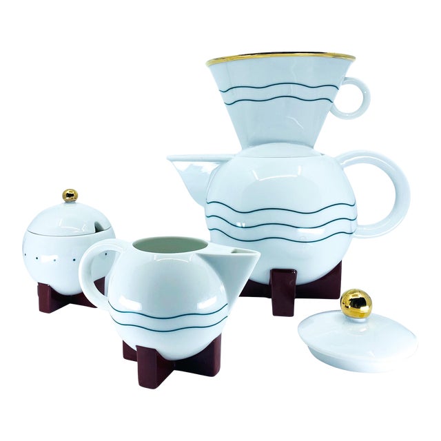 1980s Michael Graves for Swid Powell, Little Dripper Coffee Set- 4 Pieces For Sale