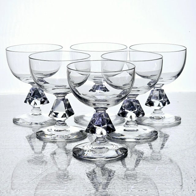Set of Six Bryce Aquarius #961 Faceted Stem Cordial Glasses For Sale - Image 4 of 12