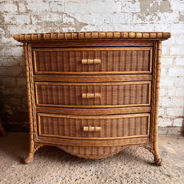 Vintage Wicker Serpentine Chest of Drawers For Sale - Image 10 of 10