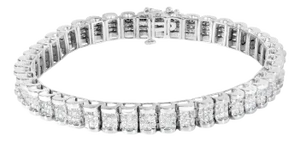 14K White Gold 5.00 Cttw Invisible Set Princess-Cut Diamond Belt and Buckle Tennis 7" Bracelet (H-I Color, SI1-SI2 Clarity)