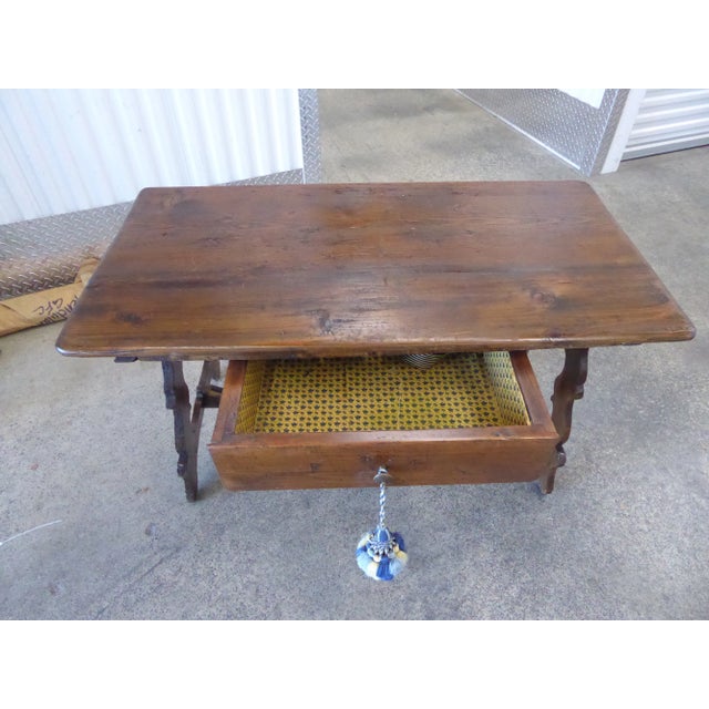 Late 17th / Early 18th Century Italian Tuscan Walnut Trestle Table with Drawer For Sale In Miami - Image 6 of 13