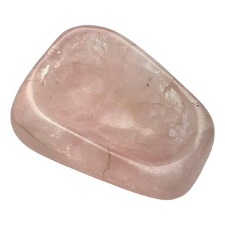Rose Quartz Polished Freeform Bowl, Brazil, 1970s For Sale