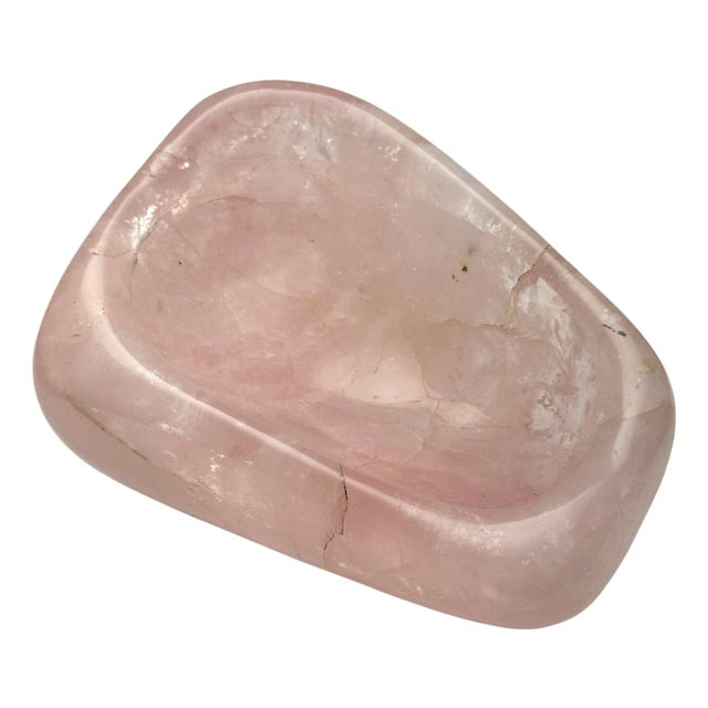 Rose Quartz Polished Freeform Bowl, Brazil, 1970s For Sale