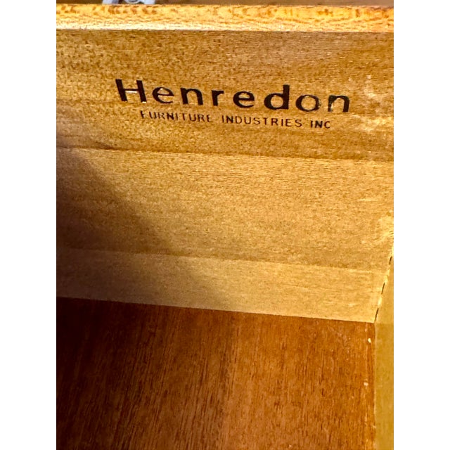 Wood Pair (2) Henredon Three Drawer Chests of Drawers-Nightstands Gorgeous Bookend Matched Wood For Sale - Image 7 of 12