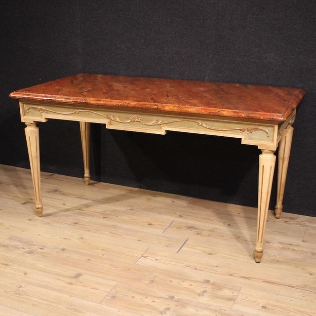 20th Century Louis XVI Lacquered and Painted Table, 1950s For Sale - Image 12 of 12
