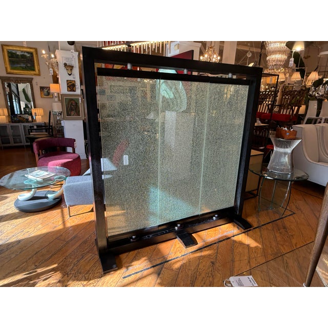 Modern Diamond Sofa Paneled Glass + Wood Room Divider For Sale - Image 3 of 12