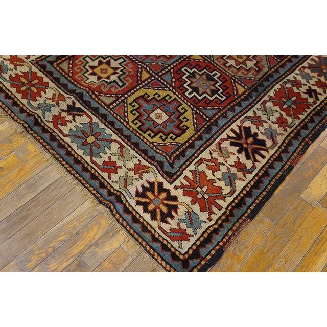 Textile Splendid Ivory Background Color With Hexagonal Details in a Geometric Design Antique Caucasian Rug For Sale - Image 7 of 8