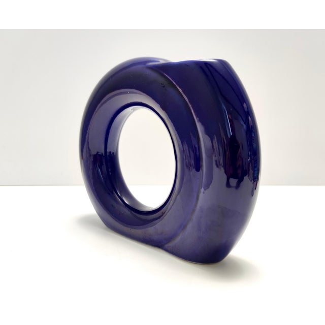 Vintage Blue Glazed Ceramic Vase by Pietro Arosio for Parravicini, Italy, 1970s For Sale - Image 6 of 10