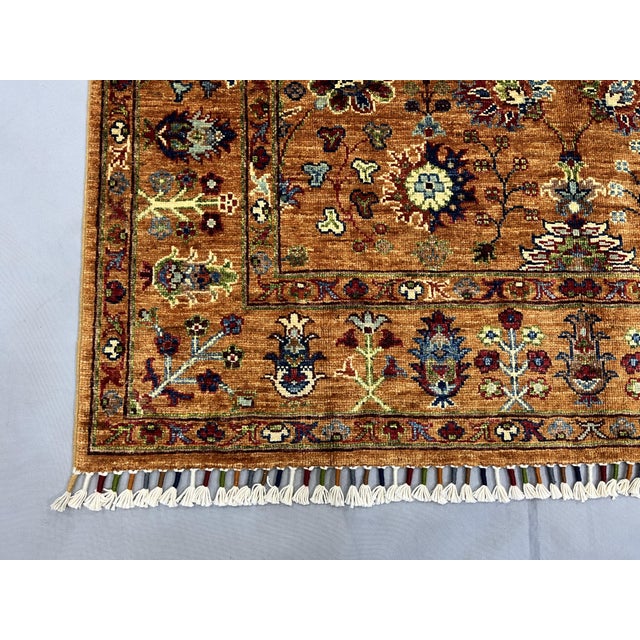 Rust Sultani Chobi Natural Dye Wool Rug - 4'2" X 6'2" For Sale - Image 10 of 12