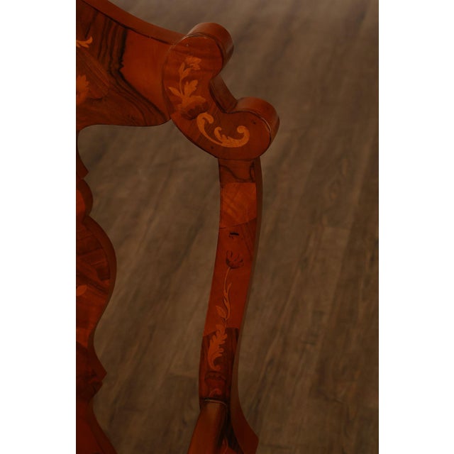 Italian Baroque Style Set of Eight Inlaid Olive Wood Dining Chairs For Sale - Image 15 of 18