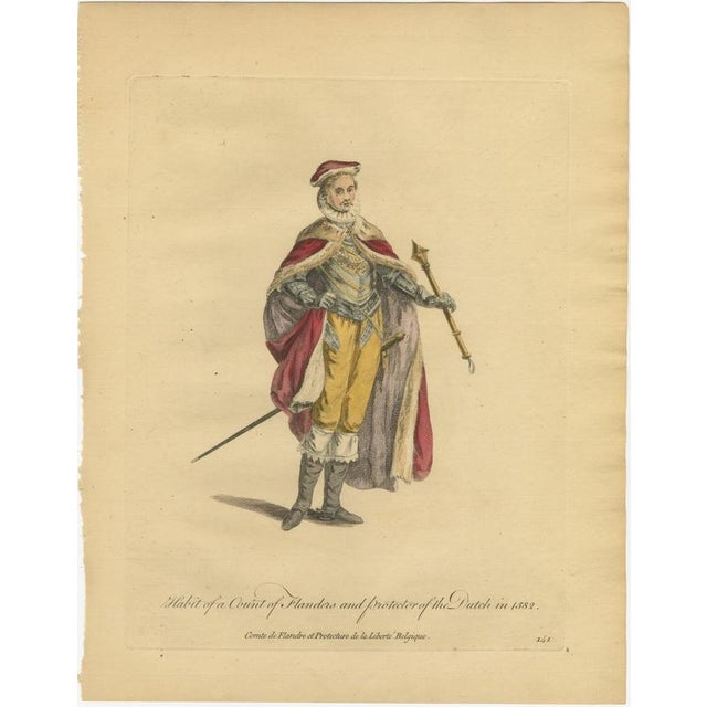 Jefferys, Count of Flanders and Protector of the Dutch in 1582, 1757, Engraving For Sale - Image 3 of 8