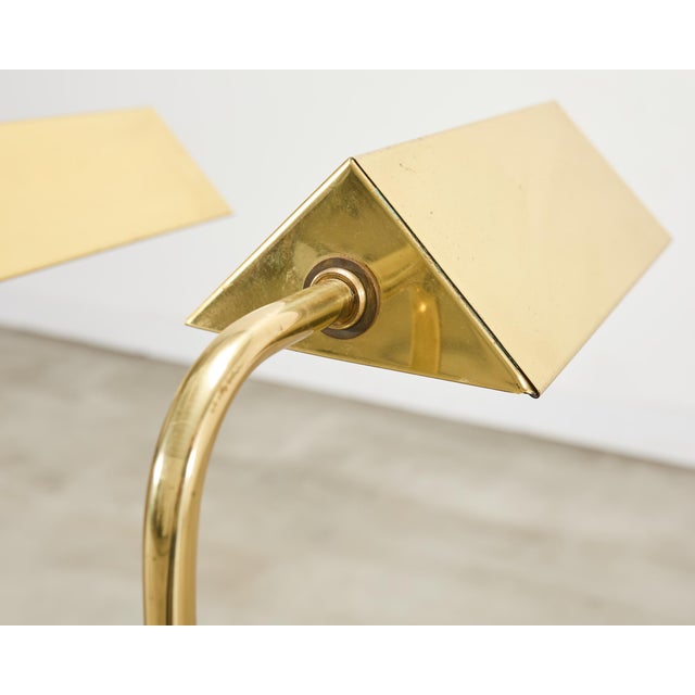Pair of Mid-Century Brass Adjustable Pharmacy Floor Lamps For Sale - Image 12 of 18