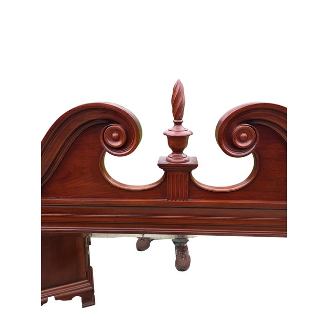 1990s Thomasville Collectors Cherry Wall Dresser Mirror Chippendale Broken Arch Top For Sale - Image 5 of 7