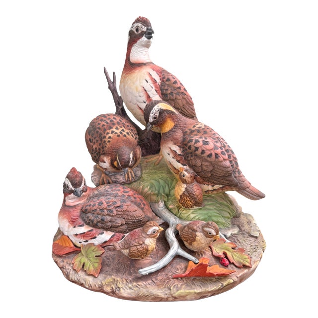 Limited Edition Andrea by Sadek “Group of Bob White” Quail Sculpture No. 667/2500, Made in Japan For Sale