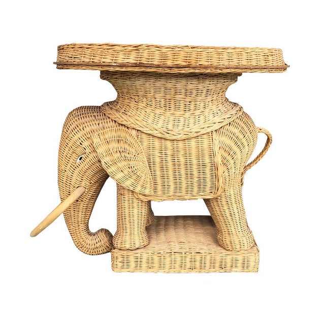 1960s Figurative Animalia Wicker Elephant Side Table in the Style of Mario Lopez Torres For Sale - Image 6 of 6