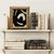 This is a simple bold paper collage in black and ivory set in a vintage gold frame. The collage is made from painted paper...
