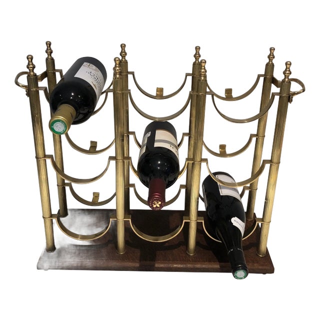 Neoclassical Brass Bottle Rack in the Style of Maison Jansen For Sale