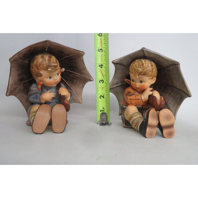 Goebel W Germany Hummel Large Figurines Pair of 2 Umbrella Girl and Boy 5207b For Sale - Image 4 of 16