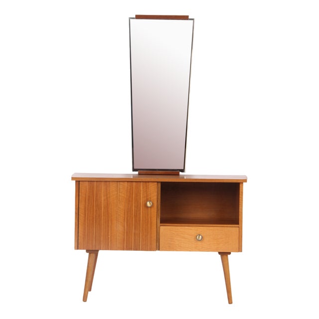 Vintage Chest of Drawers and Mirror, 1940s, Set of 2 For Sale