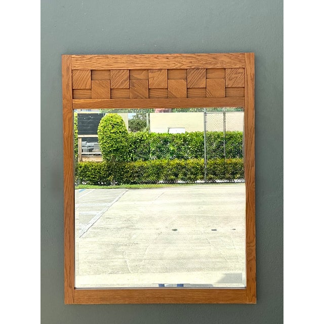 Lane Furniture Vintage Lane “Staccato” Wood Mosaic Frame Mirror For Sale - Image 4 of 15