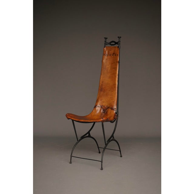 Iron & Leather Side Chair from Sido and François Thévenin, 1980s For Sale - Image 4 of 16