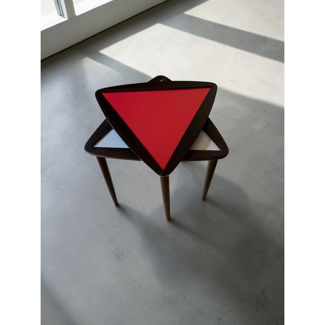 Add an authentic splash of atomic-era charm to your space with this striking pair of mid-century modern triangular nesting...