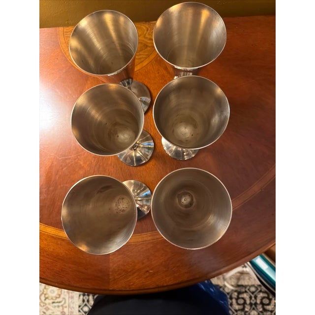 J. Perez Ruiz Silverplated 7" Twisted Stem Goblets Spain 1950's - Set of 6 For Sale - Image 9 of 9