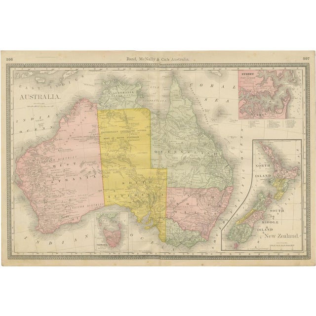 Antique Australia and New Zealand Map, 1888 For Sale - Image 10 of 10