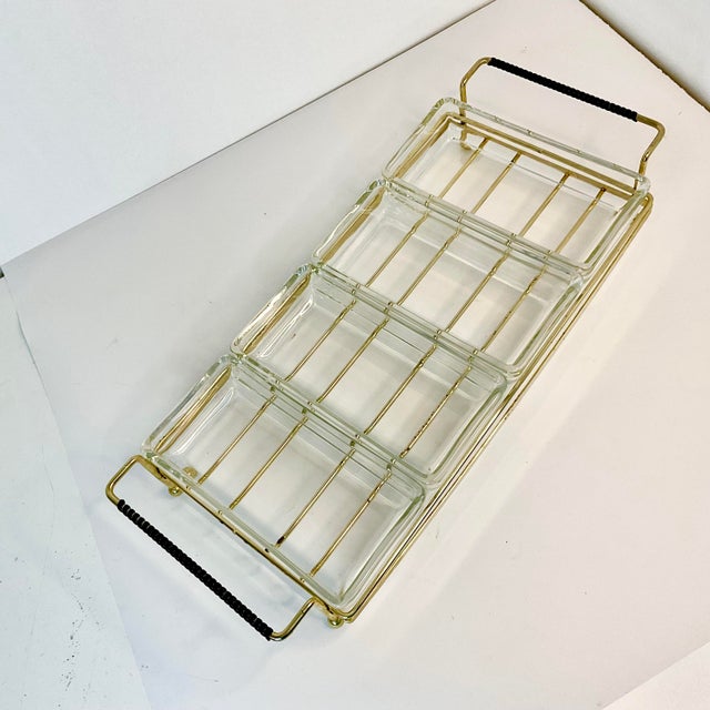 Mid-Century Modern Mid-Century Modern Atomic Boho Chic 4-Part Relish Serving Dish With Caddy - 5 Piece Set For Sale - Image 3 of 9