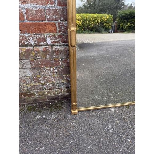 Large Antique English Gilt Carved Wood Overmantle Mirror with Shaped Top, 19th Century For Sale - Image 3 of 7