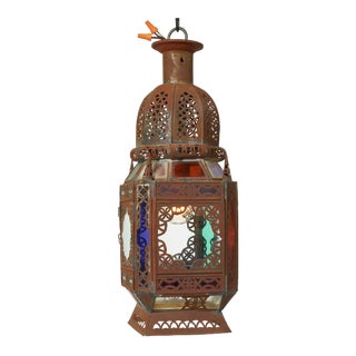 Mid-Century Moroccan Metal Lantern Pendant For Sale