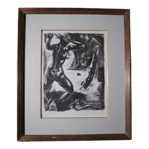 Mid 20th Century Edy-Legrand, Lithograph, Swimming Hole, Signed and Numbered, Framed