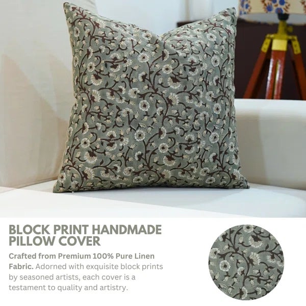Elevate your space with the timeless charm of the Himachal Block Print Cushion Cover. Crafted from premium Pure linen,...