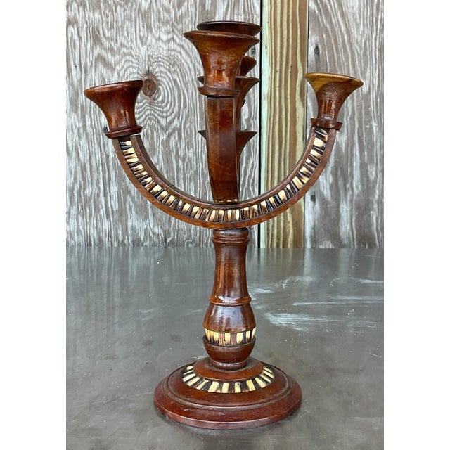Boho Chic Vintage Boho Quill Candelabra For Sale - Image 3 of 6