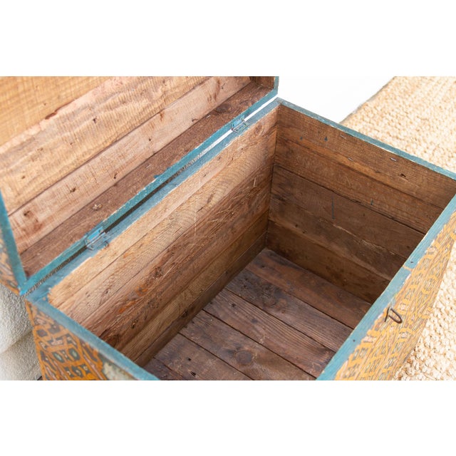 Persimmon Vintage Moroccan Hand-Painted Chest For Sale - Image 8 of 11