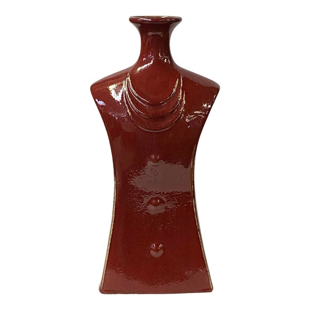 Chinese Dress Look Design Accent Flambé Red Glaze Vase For Sale