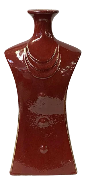 Chinese Dress Look Design Accent Flambé Red Glaze Vase