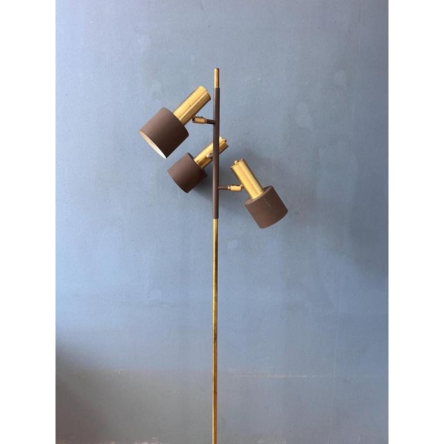 Brown Vintage Space Age Floor Lamp in Brass and Metal from Dijkstra For Sale - Image 8 of 13