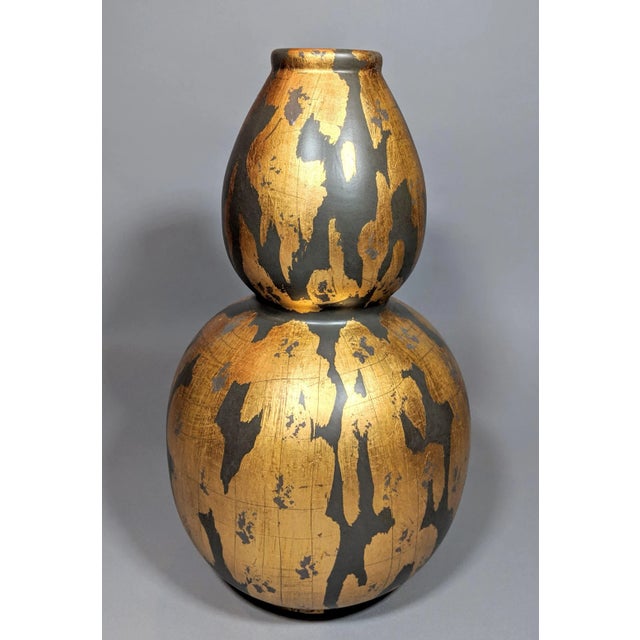 Early 21st Century Transitional Regency Gold and Gray Oversized Decorative Vase For Sale - Image 5 of 11