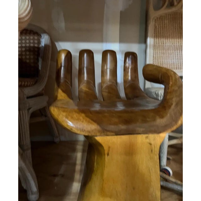 Vintage Hand Carved Natural Wood Hand Chair For Sale In Atlanta - Image 6 of 9