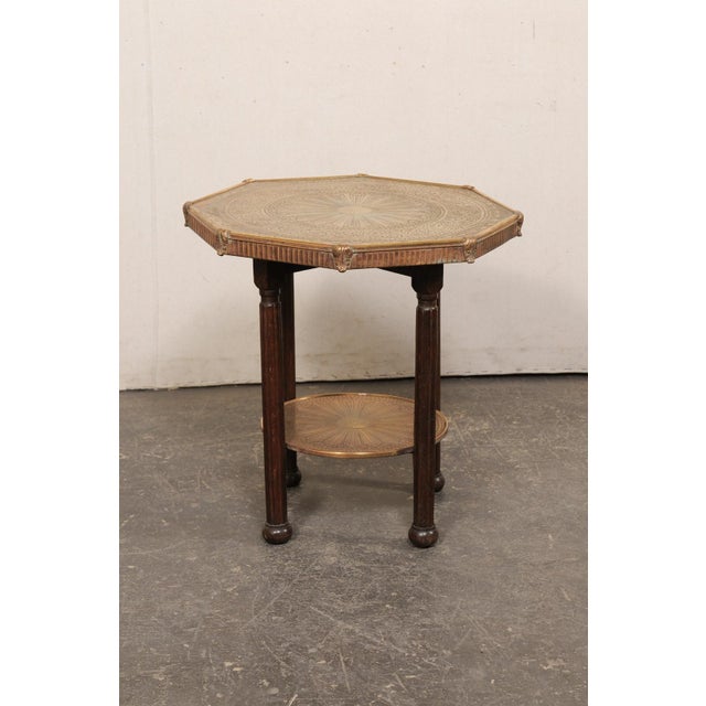 Antique Italian Brass & Wood Accent Table For Sale - Image 10 of 12