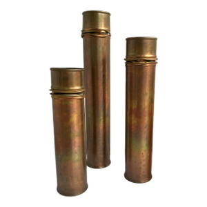 Thomas Roy Markusen, Set of 3 Large Brutalist Copper Vessels or Candleholders, #112, Signed