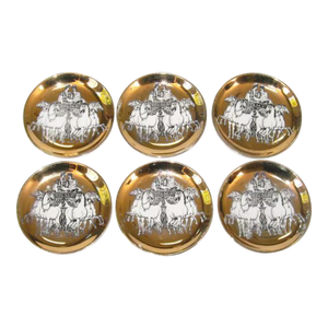 1960s Fornasetti 'Romulus and Remus Ceramic Coasters for Saks Fifth Ave- Set of 6