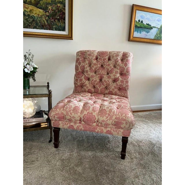 Wood Pair of Martha Stewart for Bernhardt Tufted Slipper Chairs For Sale - Image 7 of 10