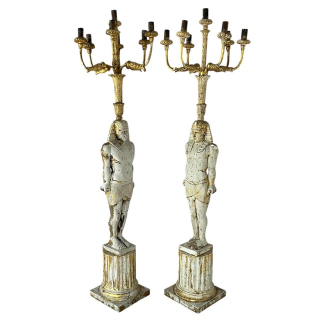 Monumental Egyptian Revival Giltwood Torchères, 19th Century, France For Sale - Image 12 of 14