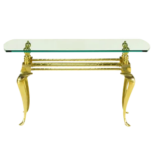 Cast & Polished Brass Cabriole Leg Console Table