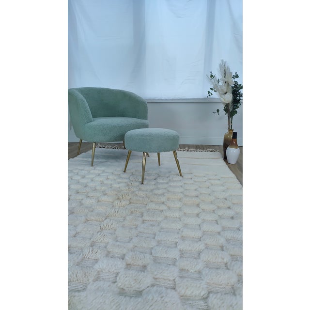 Handwoven Ivory Checkerboard Wool Moroccan Beni Ourain Rug For Sale - Image 18 of 18
