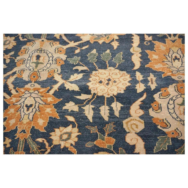 Vintage Egyptian Sultanabad Wool 13x21 Blue, Ivory, & Orange Handmade Oversized Area Rug #1143944 For Sale - Image 10 of 12